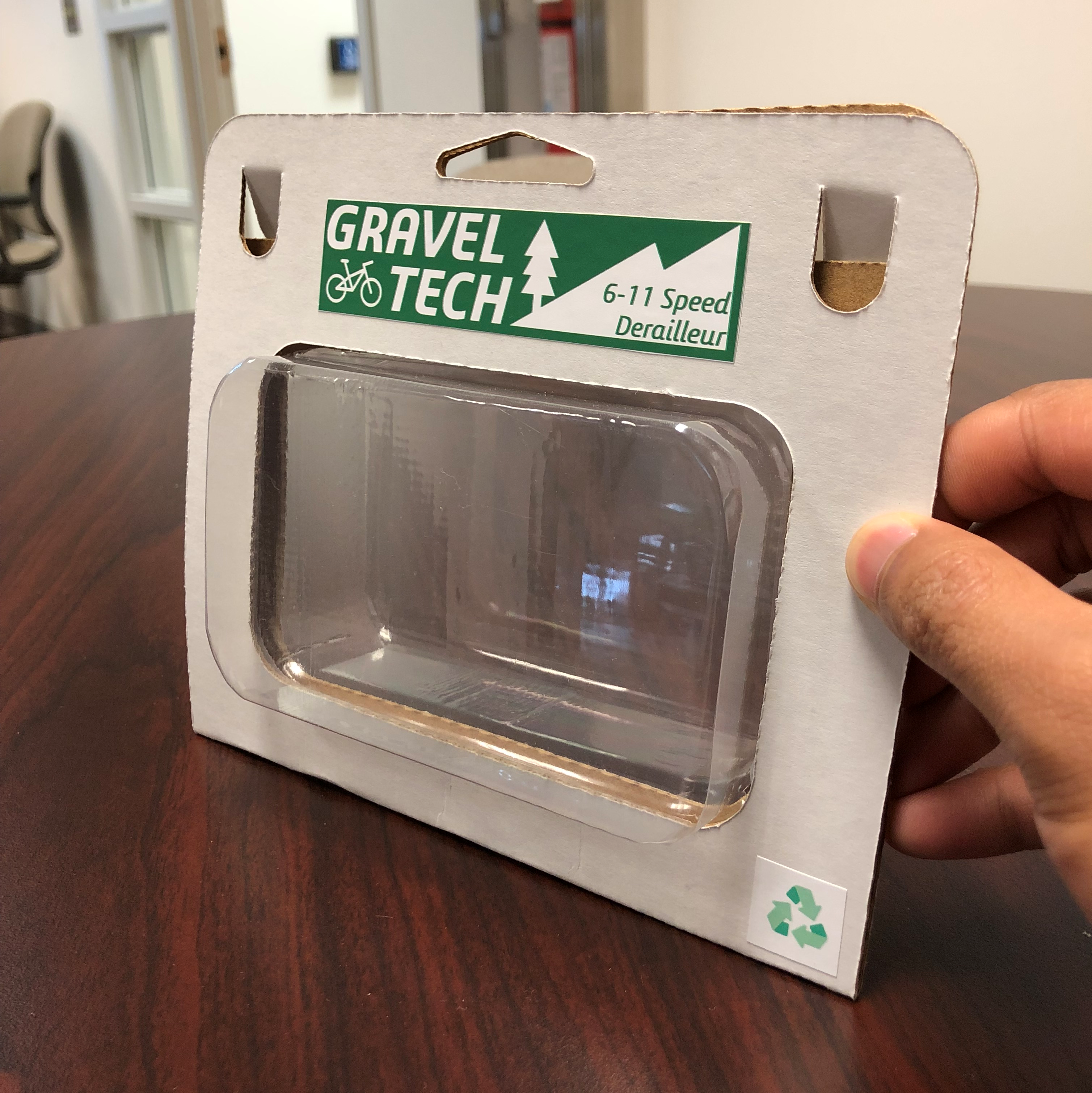 The front of a clamshell package for Gravel Tech, a fictional brand.